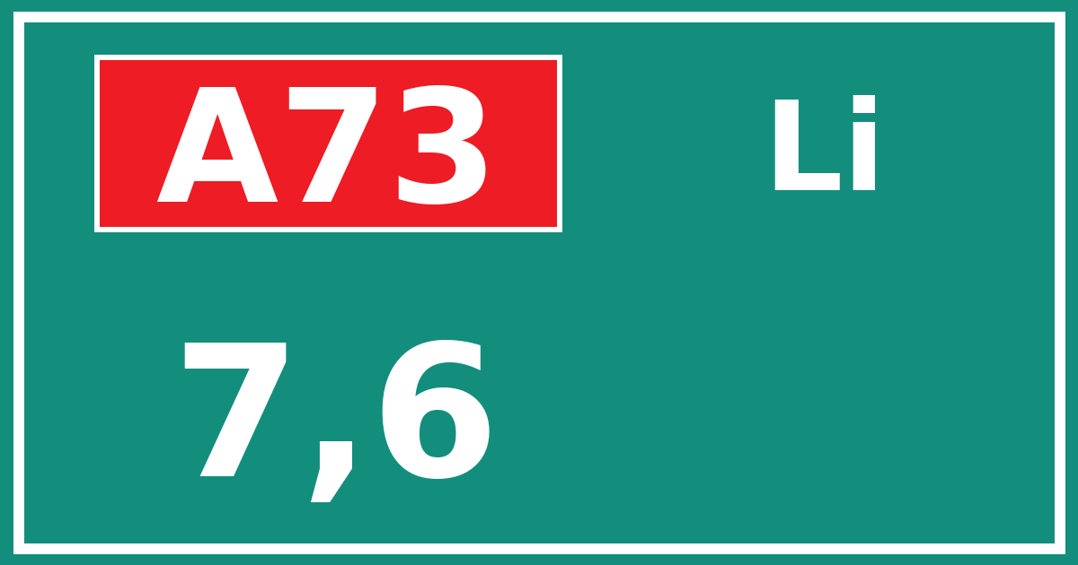 Hectometerbord A73 7,6 zijde Li
