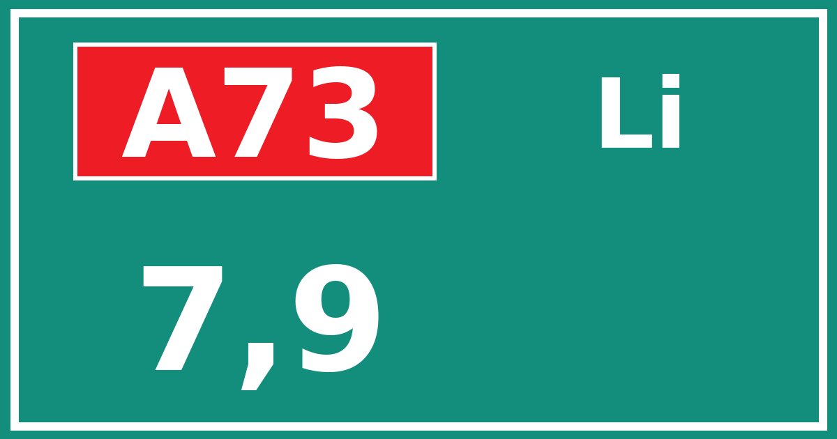 Hectometerbord A73 7,9 zijde Li