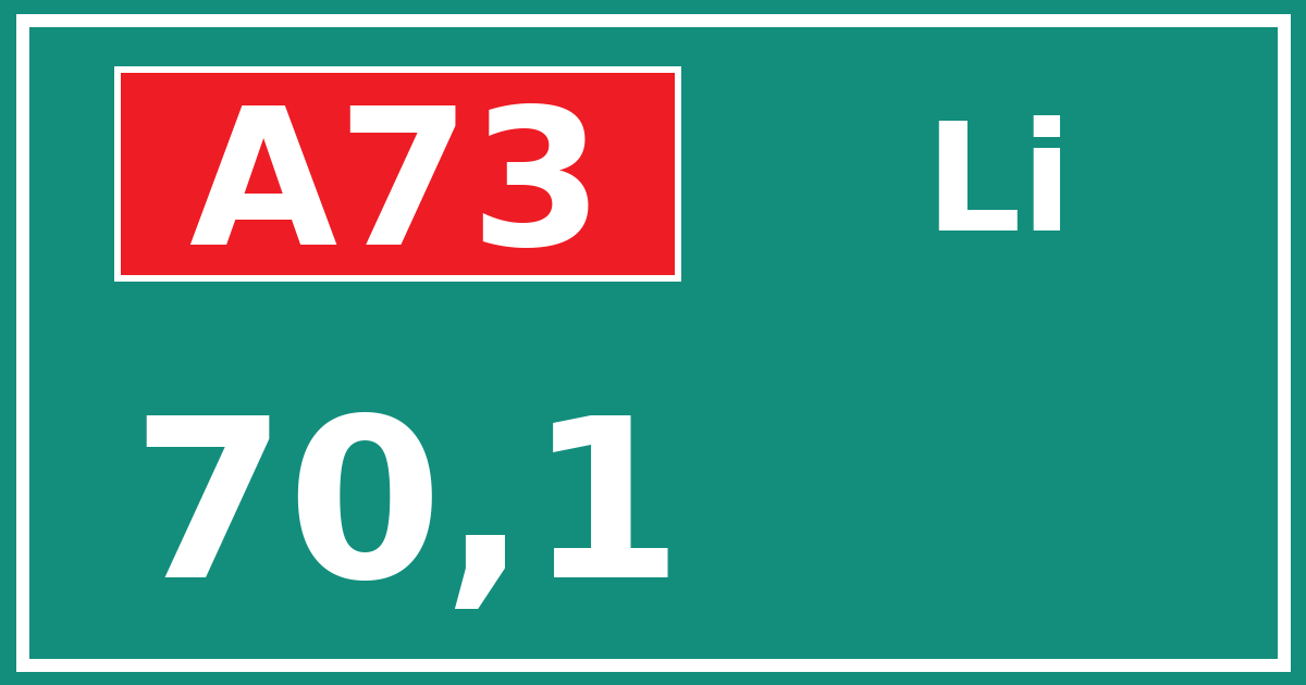 Hectometerbord A73 70,1 zijde Li