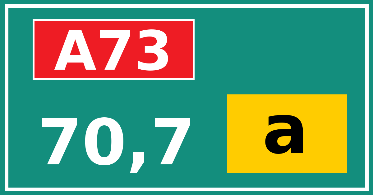 Hectometerbord A73 70,7 letter a
