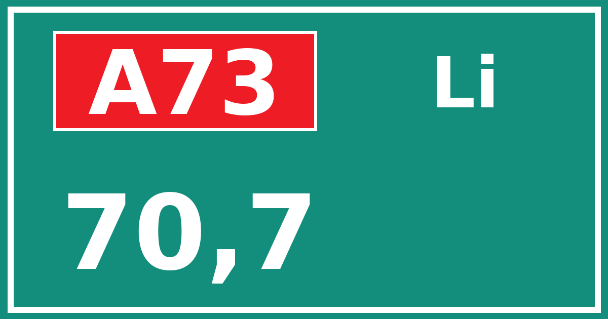 Hectometerbord A73 70,7 zijde Li