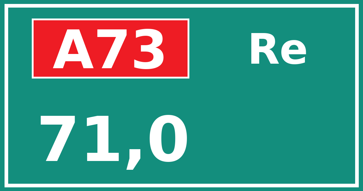 Hectometerbord A73 71,0 zijde Re