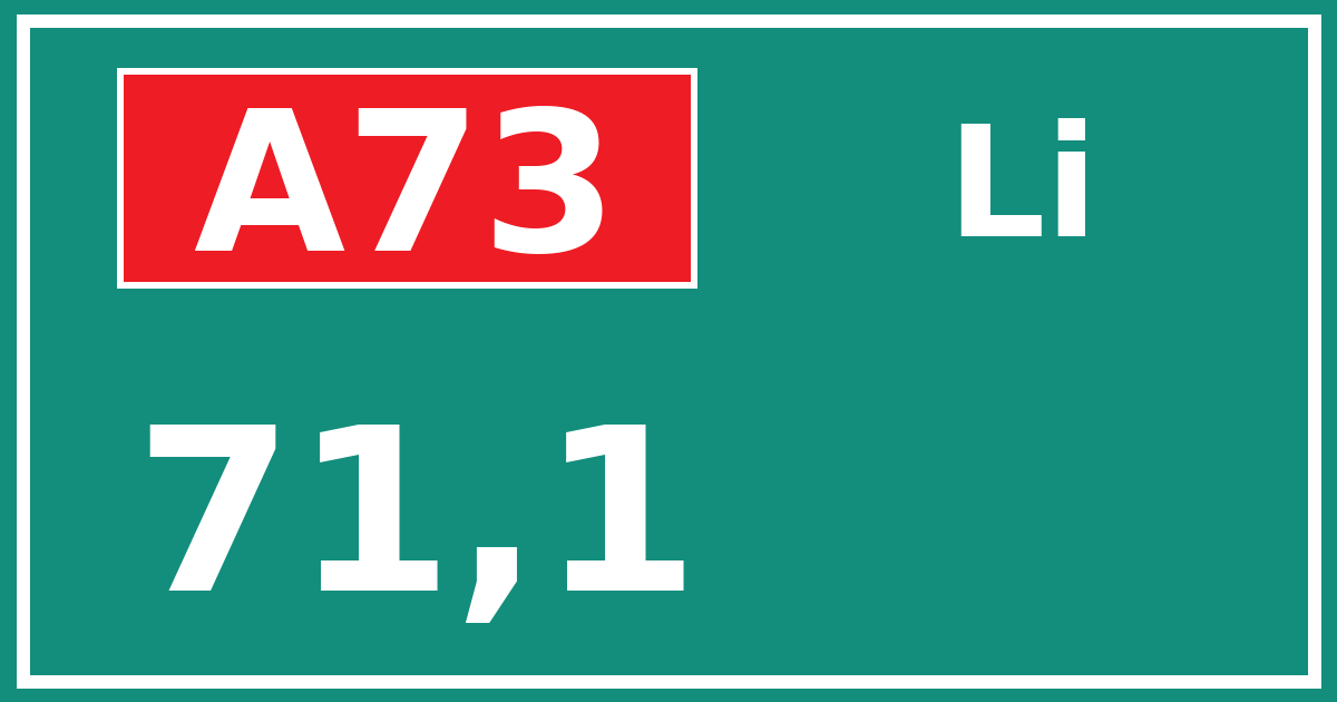 Hectometerbord A73 71,1 zijde Li