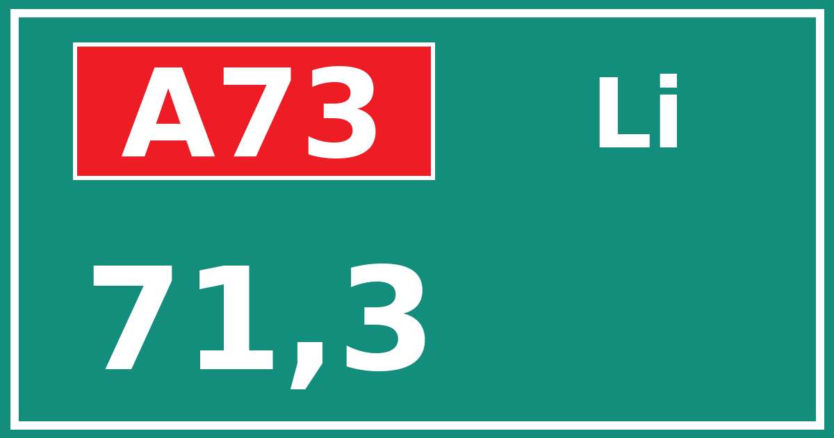 Hectometerbord A73 71,3 zijde Li