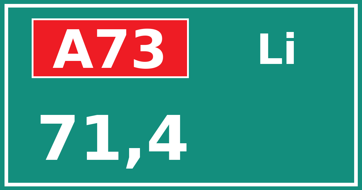 Hectometerbord A73 71,4 zijde Li