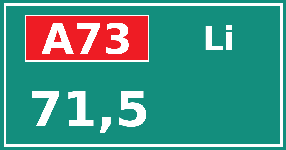 Hectometerbord A73 71,5 zijde Li