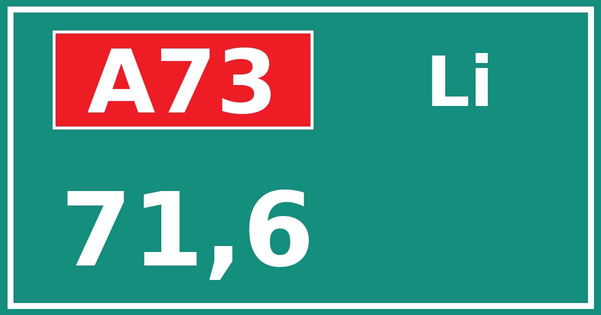 Hectometerbord A73 71,6 zijde Li