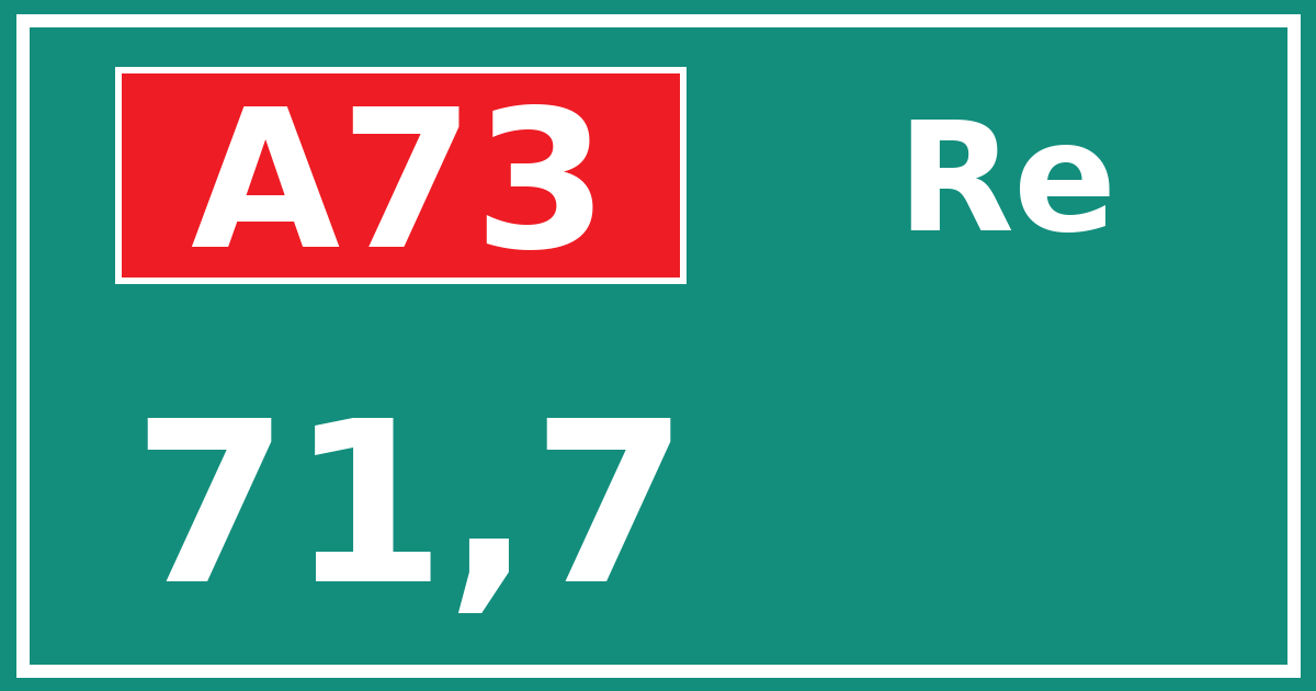 Hectometerbord A73 71,7 zijde Re