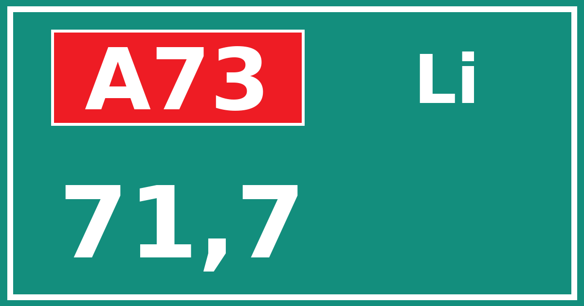 Hectometerbord A73 71,7 zijde Li