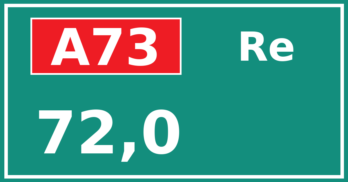 Hectometerbord A73 72,0 zijde Re