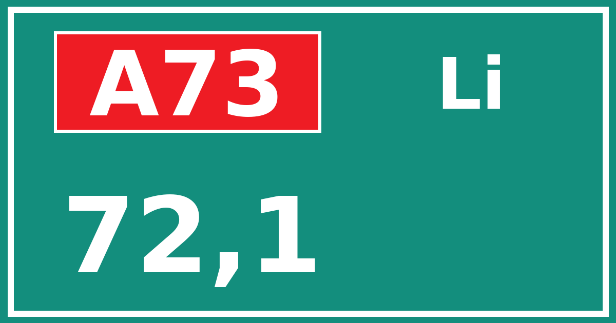 Hectometerbord A73 72,1 zijde Li