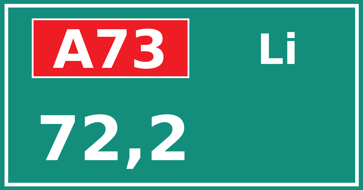 Hectometerbord A73 72,2 zijde Li