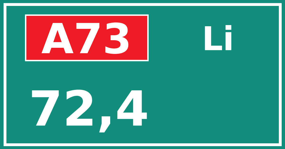 Hectometerbord A73 72,4 zijde Li