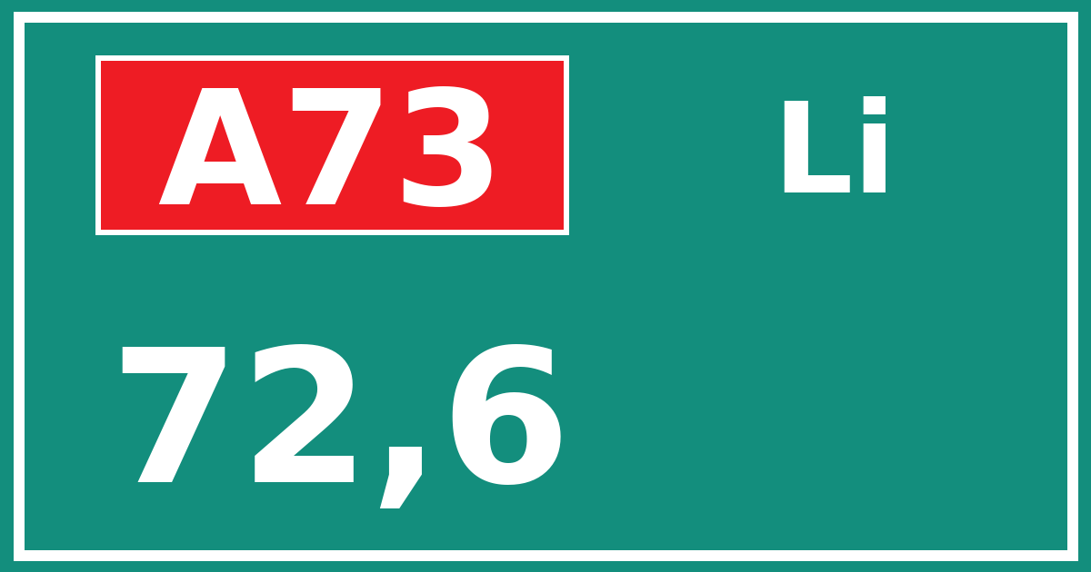 Hectometerbord A73 72,6 zijde Li