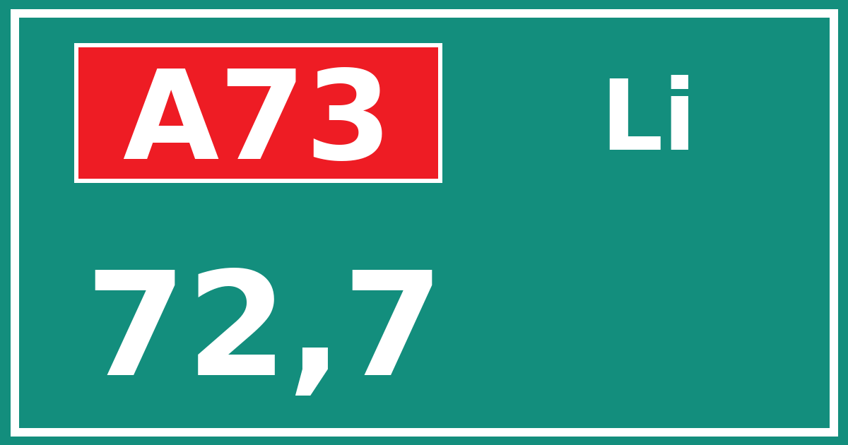 Hectometerbord A73 72,7 zijde Li