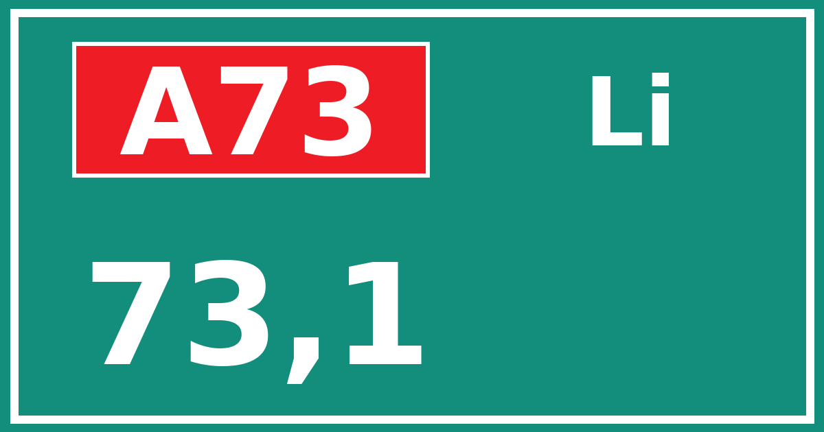 Hectometerbord A73 73,1 zijde Li