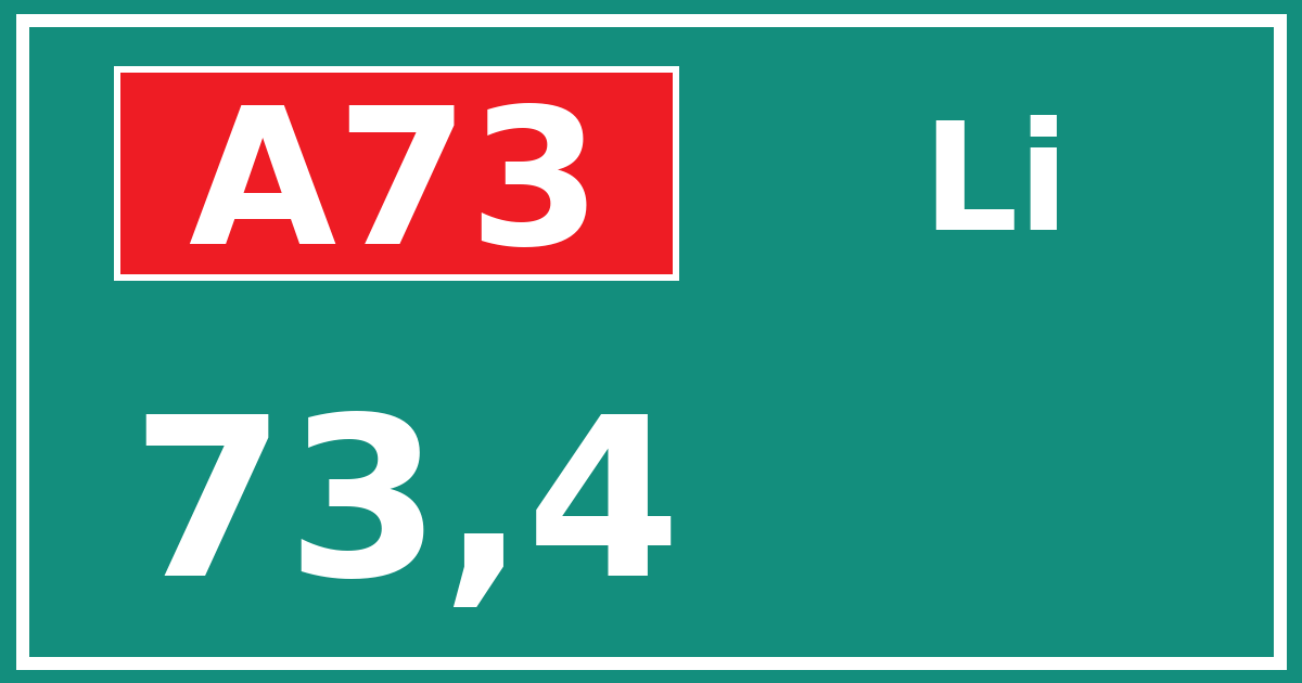 Hectometerbord A73 73,4 zijde Li