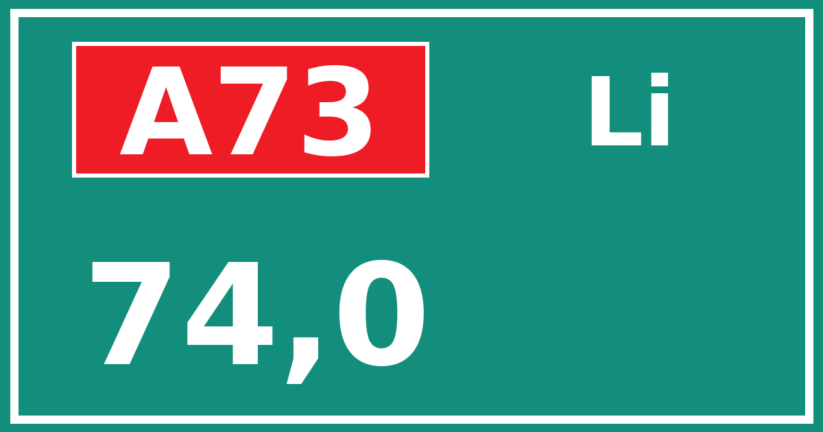 Hectometerbord A73 74,0 zijde Li
