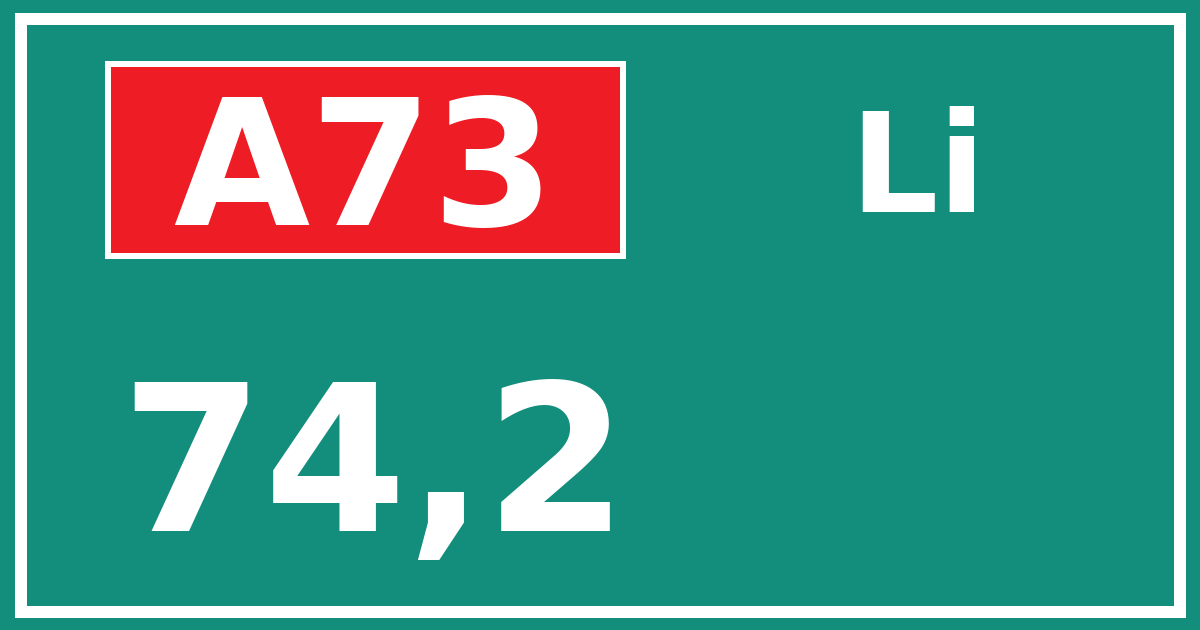 Hectometerbord A73 74,2 zijde Li