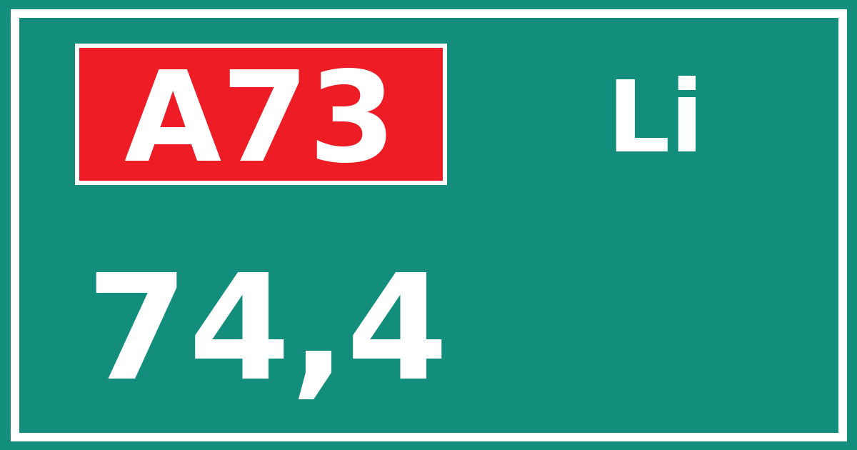 Hectometerbord A73 74,4 zijde Li
