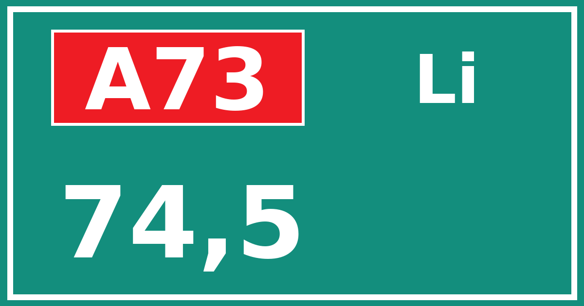 Hectometerbord A73 74,5 zijde Li