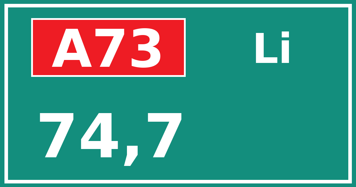 Hectometerbord A73 74,7 zijde Li
