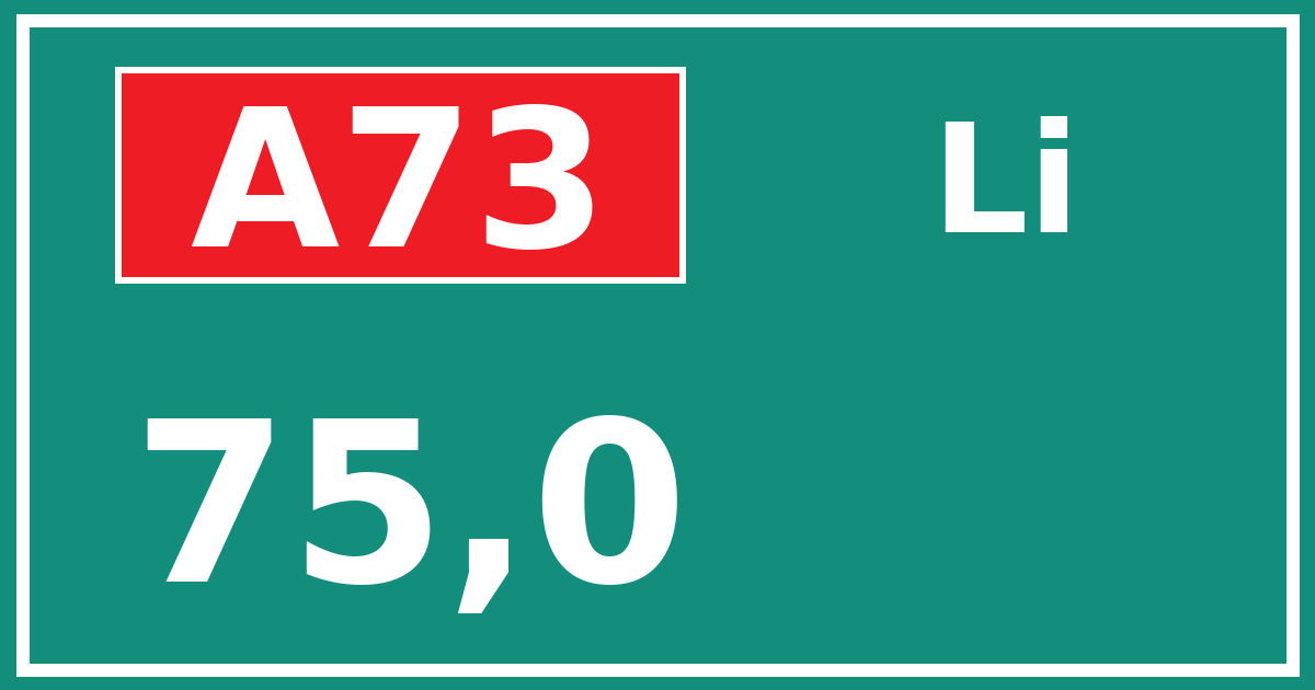 Hectometerbord A73 75,0 zijde Li