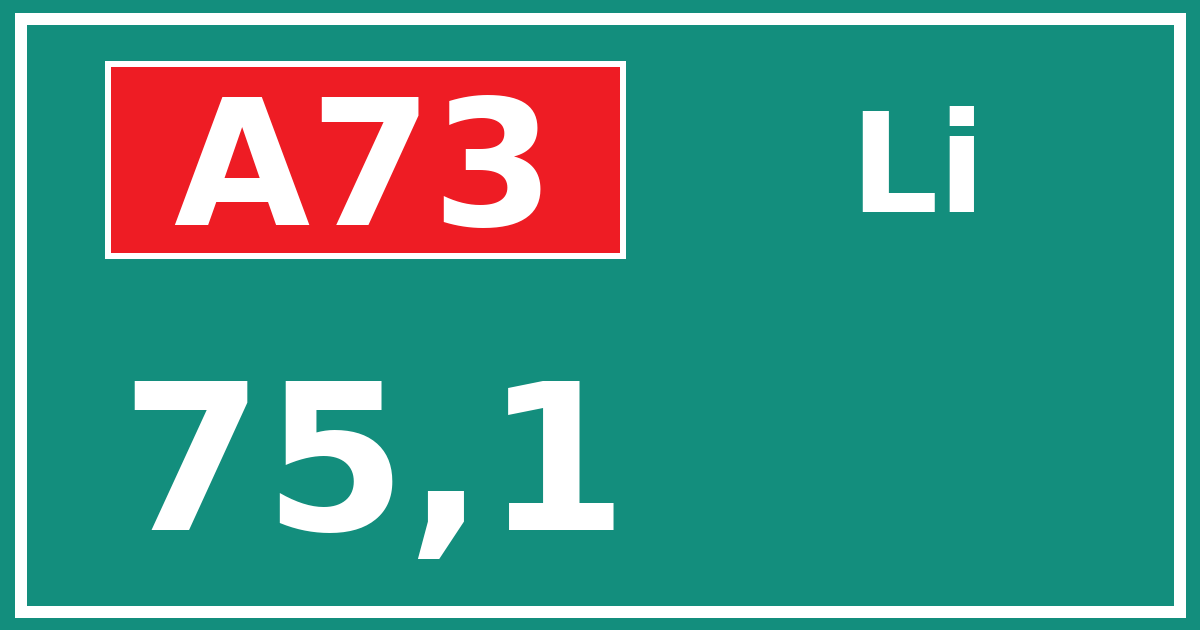 Hectometerbord A73 75,1 zijde Li