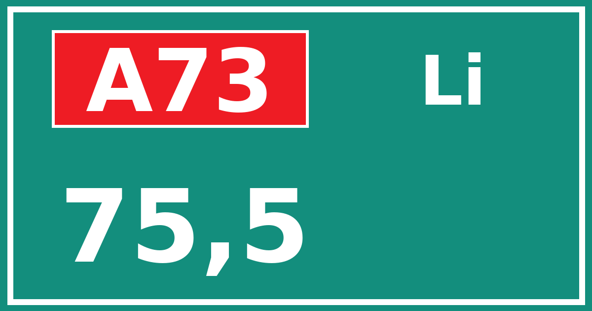 Hectometerbord A73 75,5 zijde Li