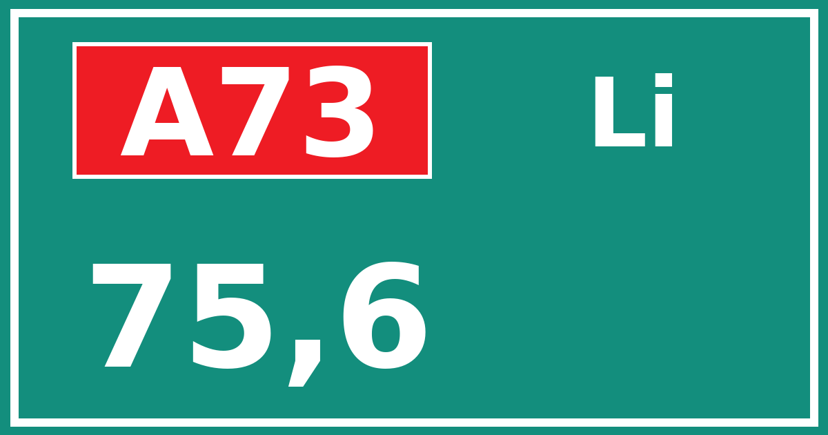 Hectometerbord A73 75,6 zijde Li