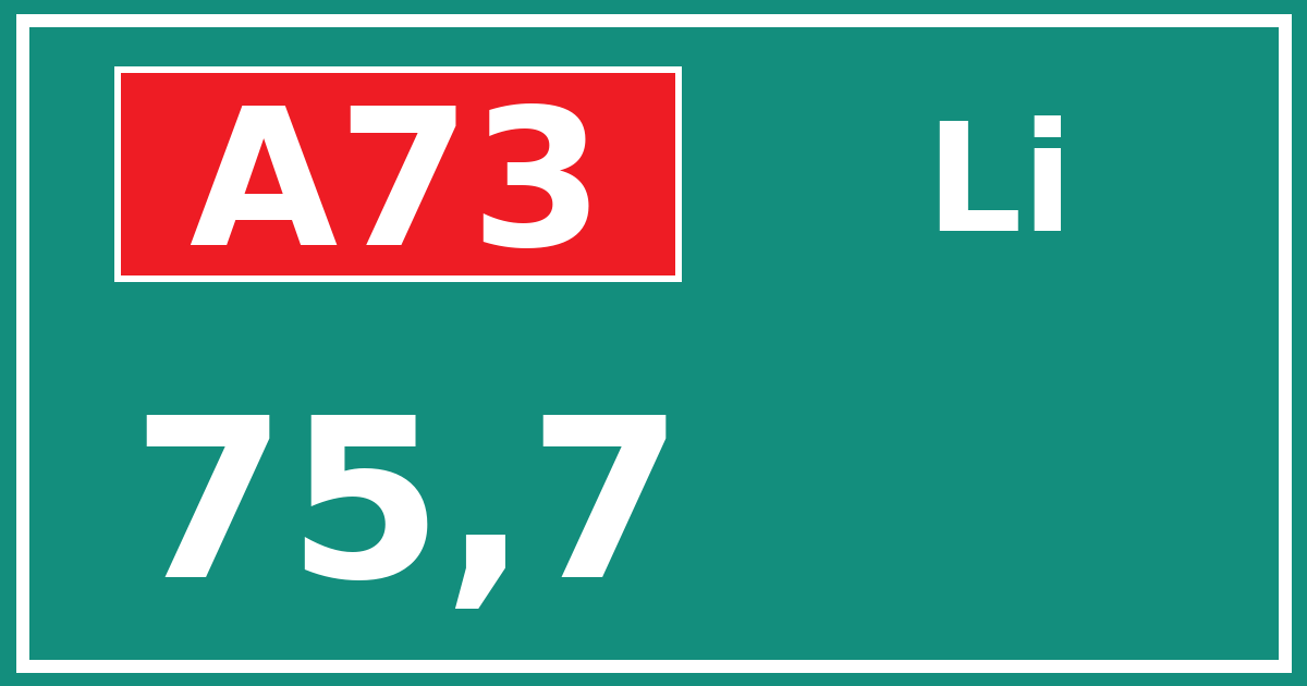 Hectometerbord A73 75,7 zijde Li