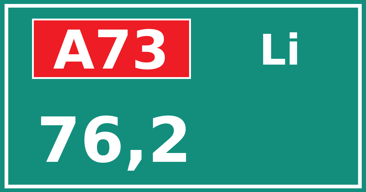 Hectometerbord A73 76,2 zijde Li