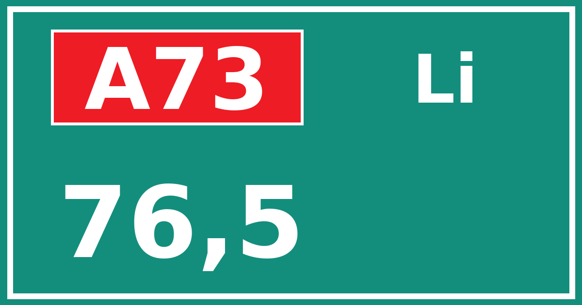 Hectometerbord A73 76,5 zijde Li