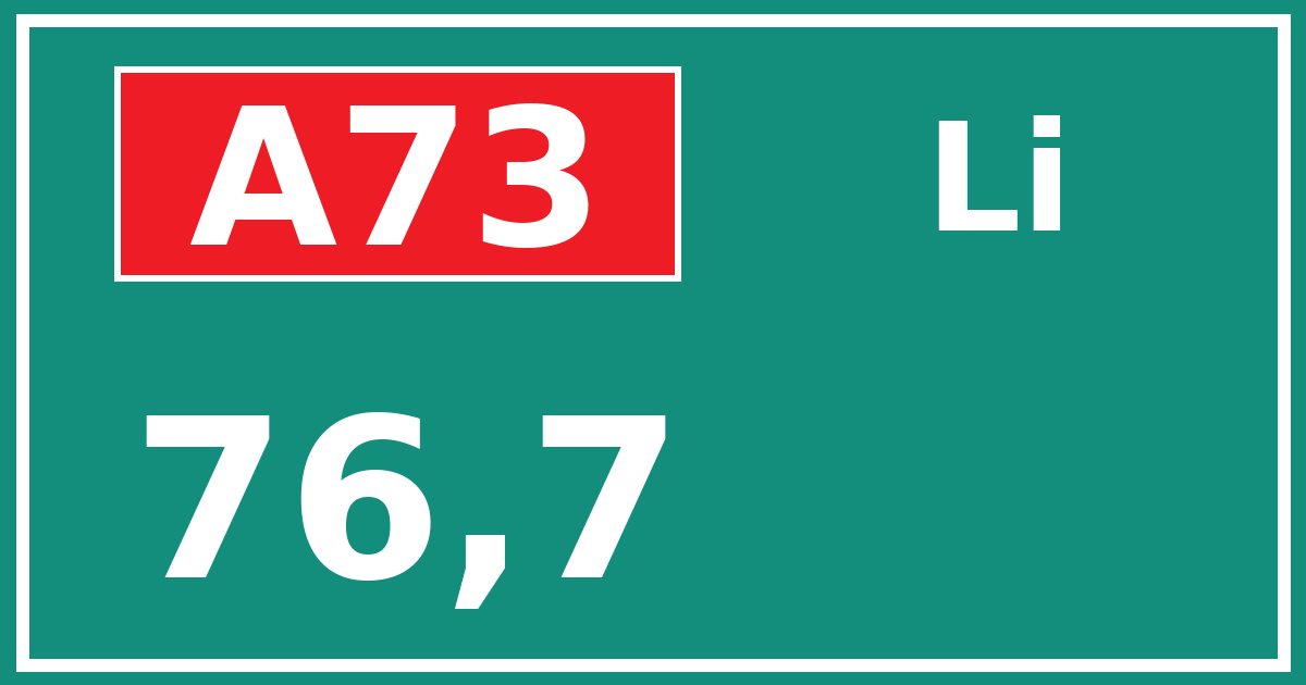 Hectometerbord A73 76,7 zijde Li