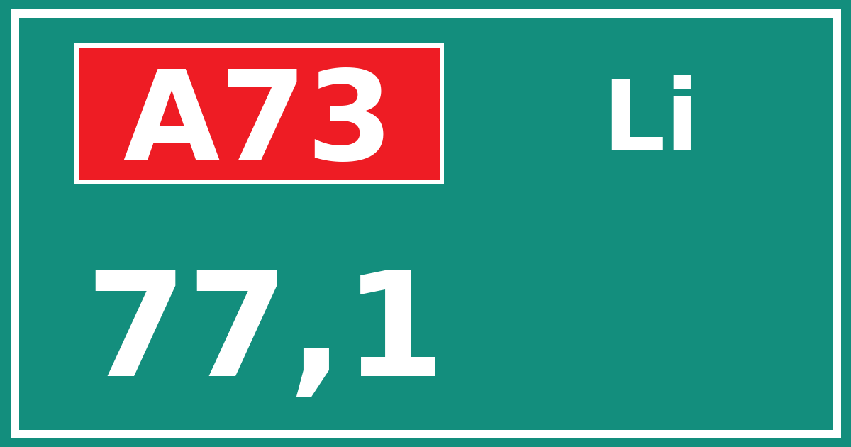 Hectometerbord A73 77,1 zijde Li