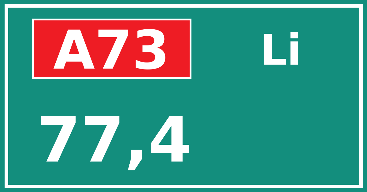Hectometerbord A73 77,4 zijde Li