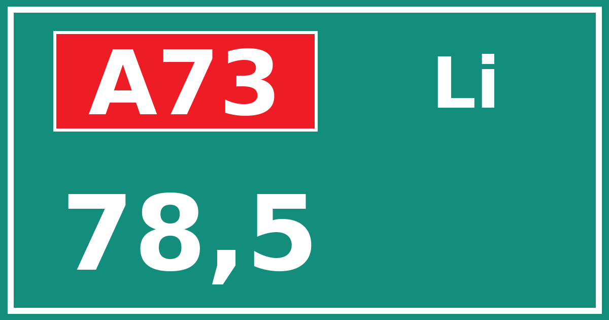 Hectometerbord A73 78,5 zijde Li