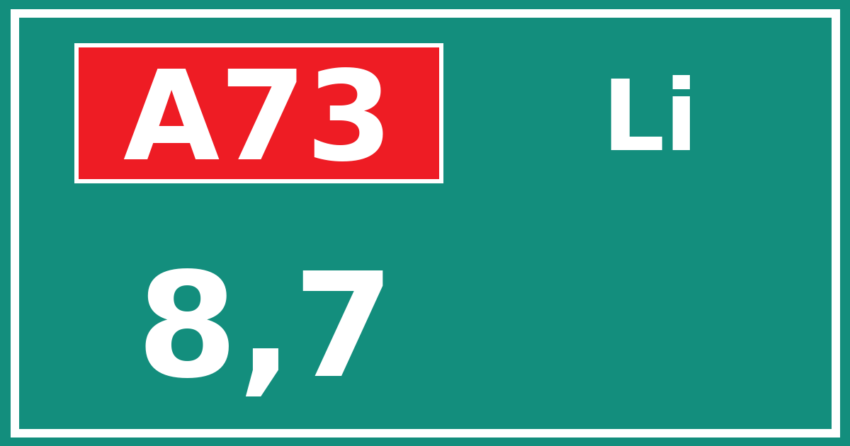Hectometerbord A73 8,7 zijde Li