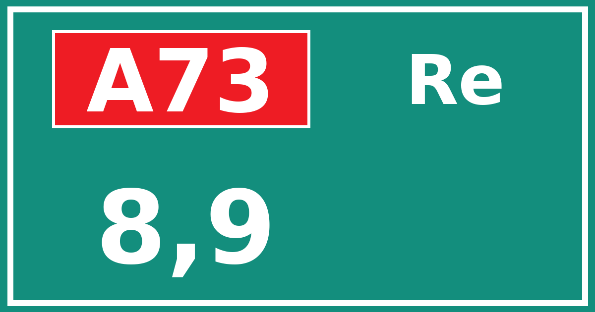 Hectometerbord A73 8,9 zijde Re