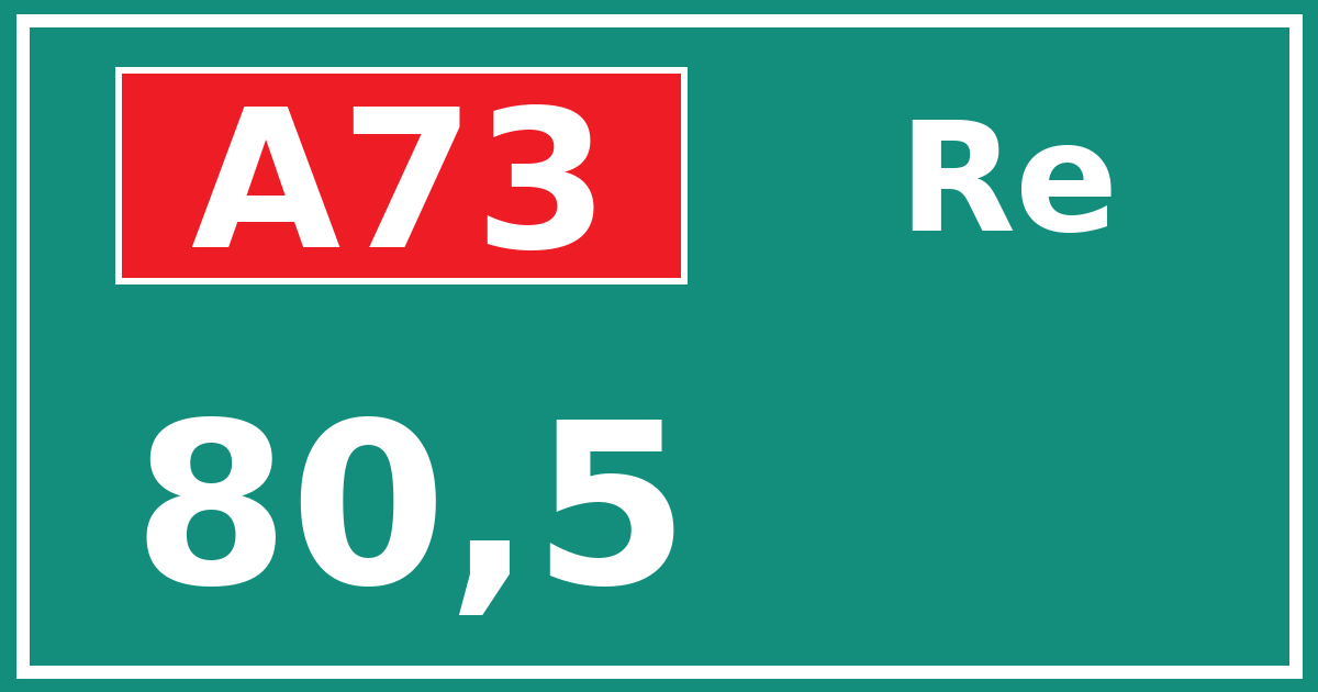 Hectometerbord A73 80,5 zijde Re