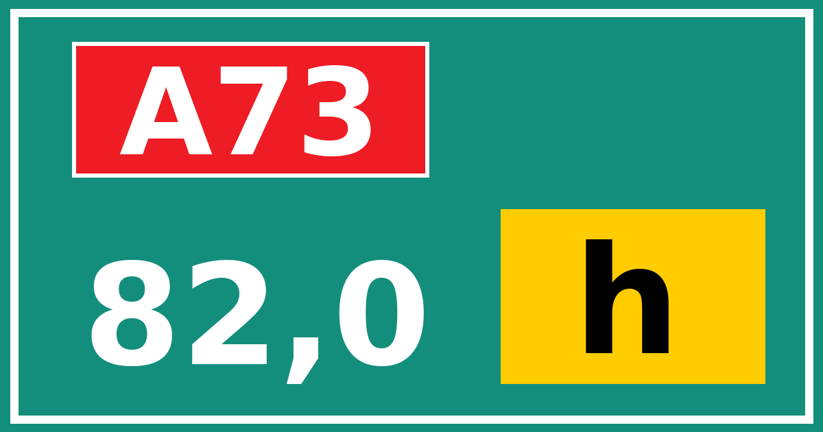 Hectometerbord A73 82,0 letter h