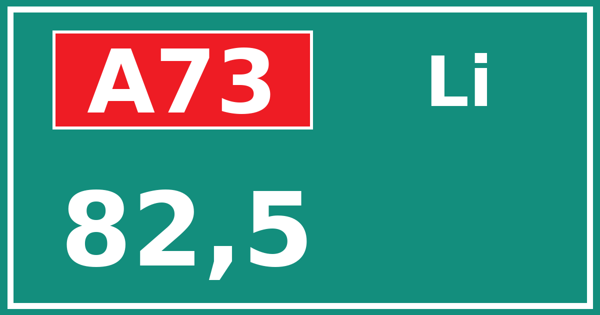 Hectometerbord A73 82,5 zijde Li