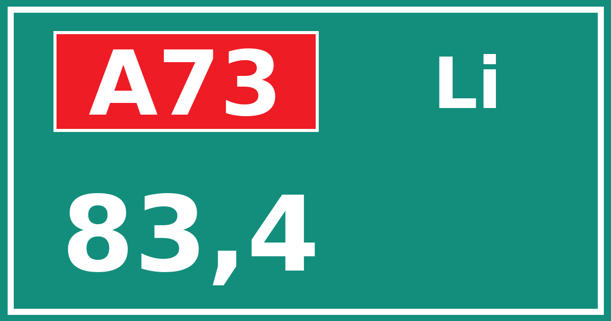 Hectometerbord A73 83,4 zijde Li