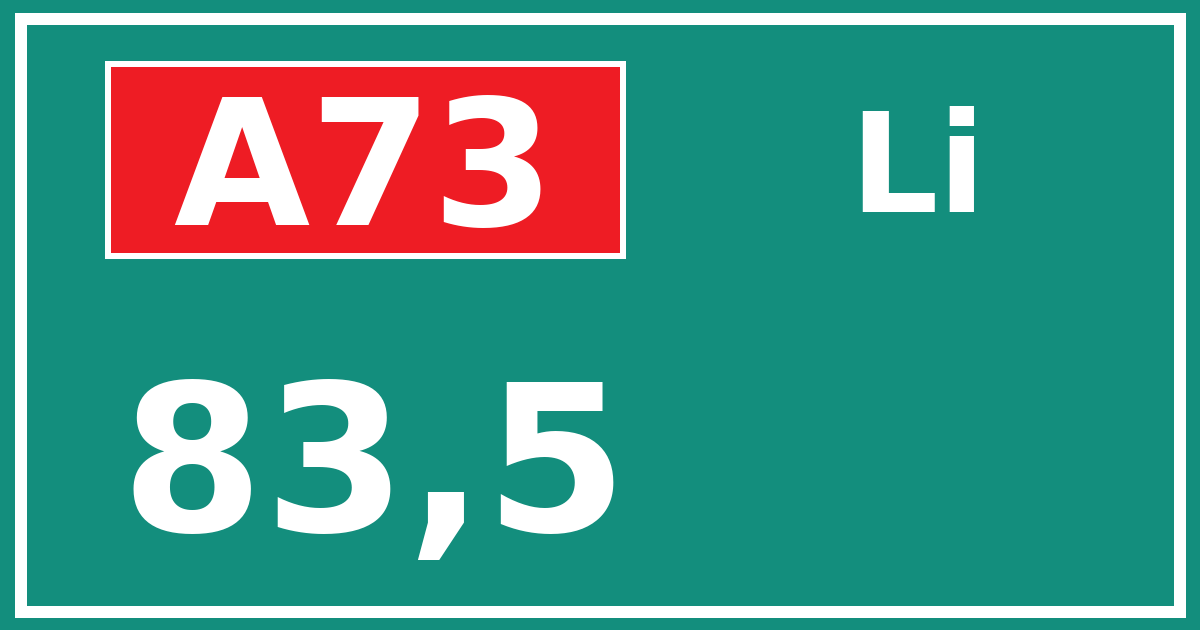 Hectometerbord A73 83,5 zijde Li