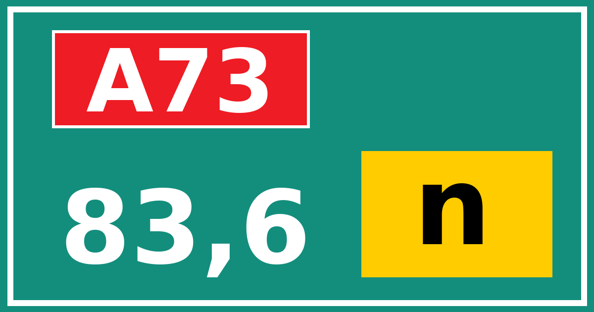 Hectometerbord A73 83,6 letter n