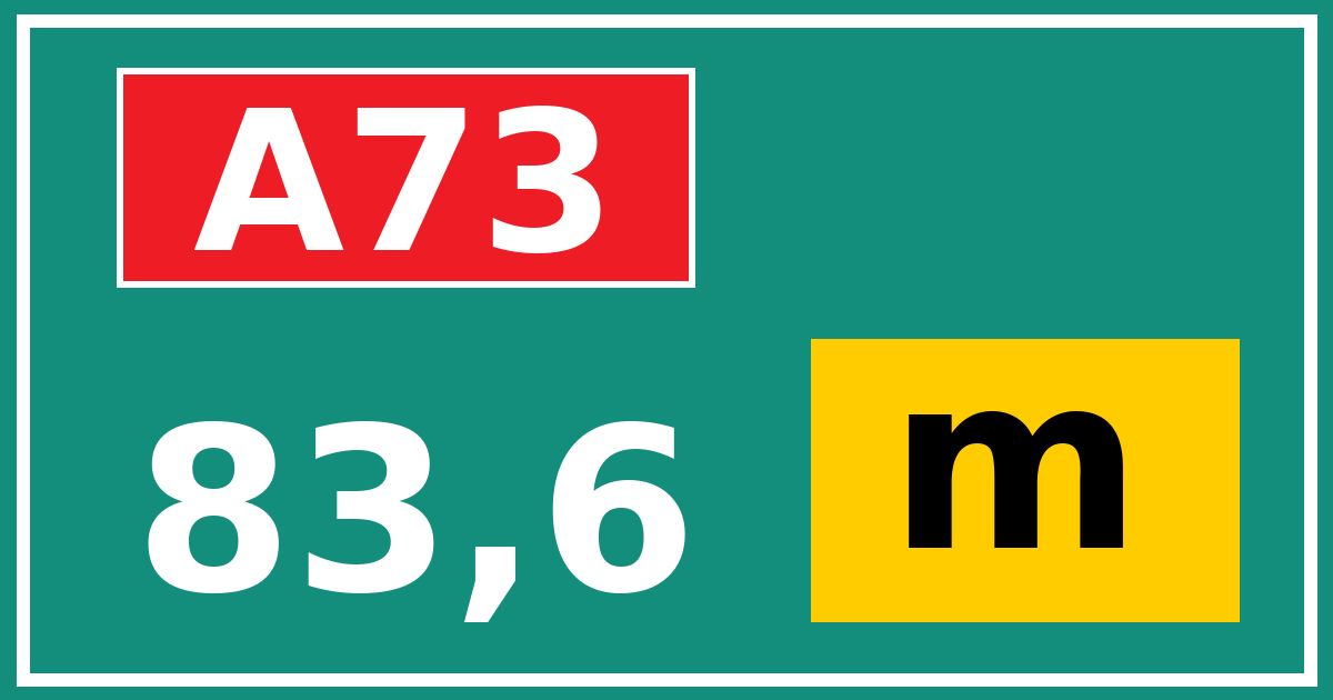 Hectometerbord A73 83,6 letter m