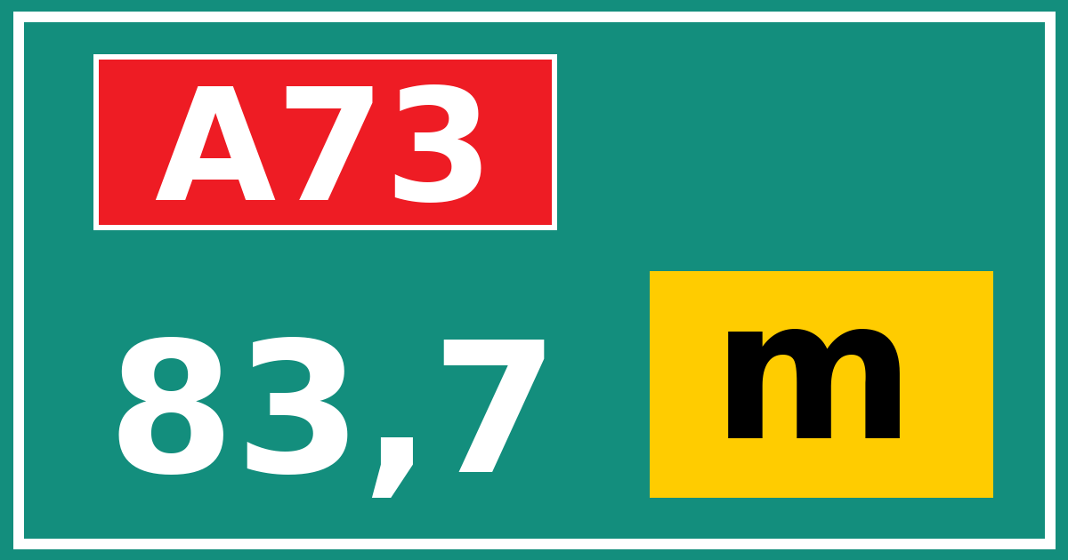 Hectometerbord A73 83,7 letter m