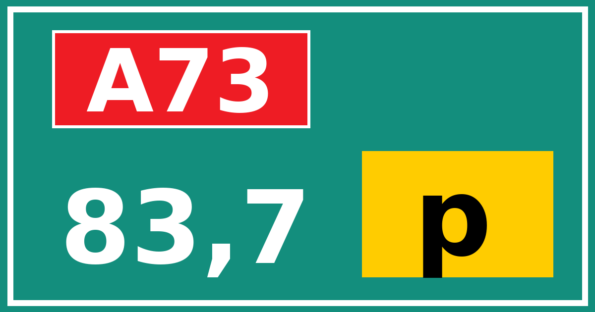 Hectometerbord A73 83,7 letter p