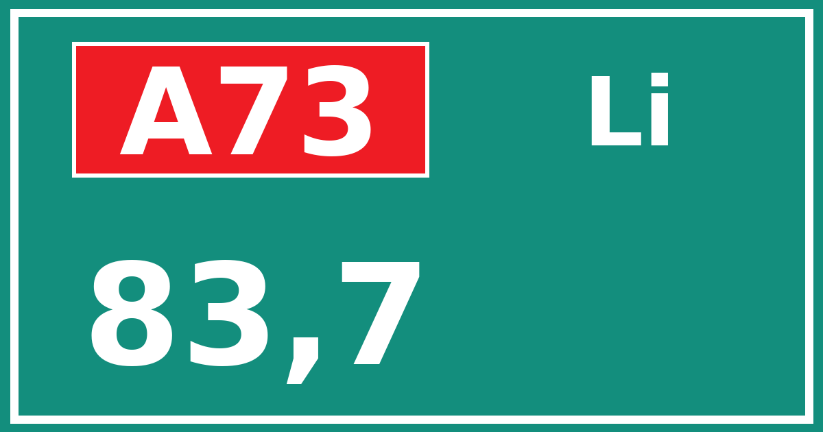 Hectometerbord A73 83,7 zijde Li
