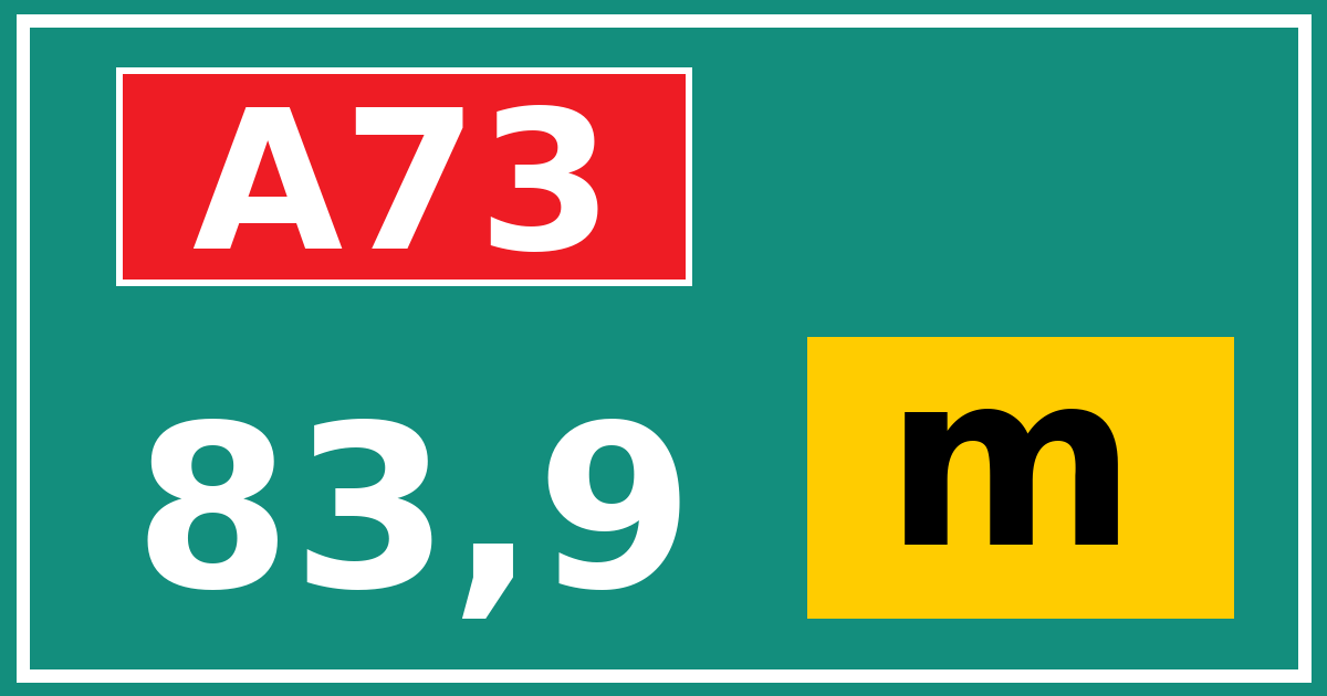 Hectometerbord A73 83,9 letter m